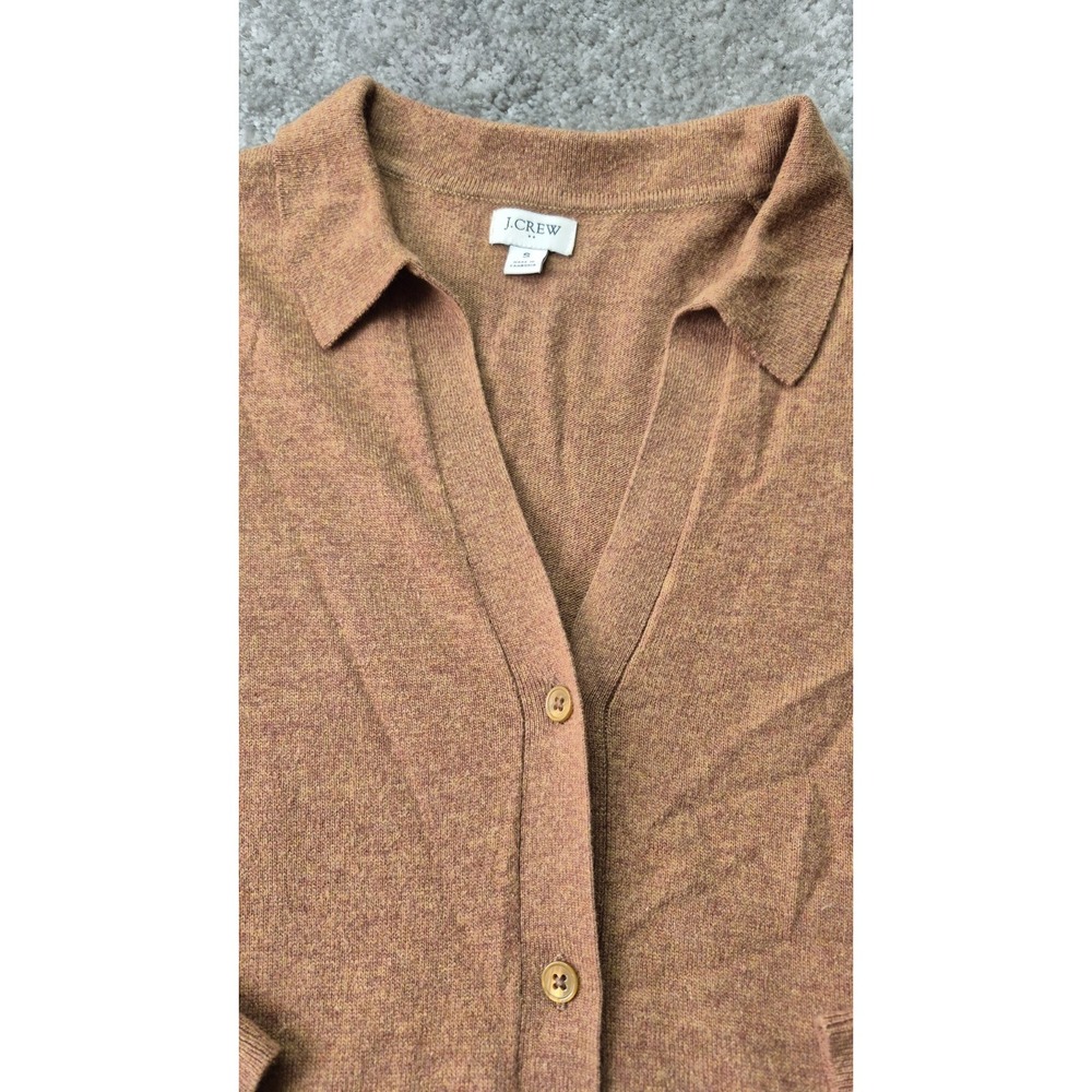 J.Crew Merino Wool Blend Belted‎ Button Front Long Cardigan Brown Sweater Small - Picture 4 of 9